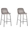 Set of 2 Velvet Bar Chairs Grey NEKOMA_767701