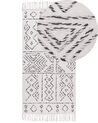 Teppich Wolle weiß / schwarz geometrisches Muster 80 x 150 cm Kurzflor ALKENT_852504