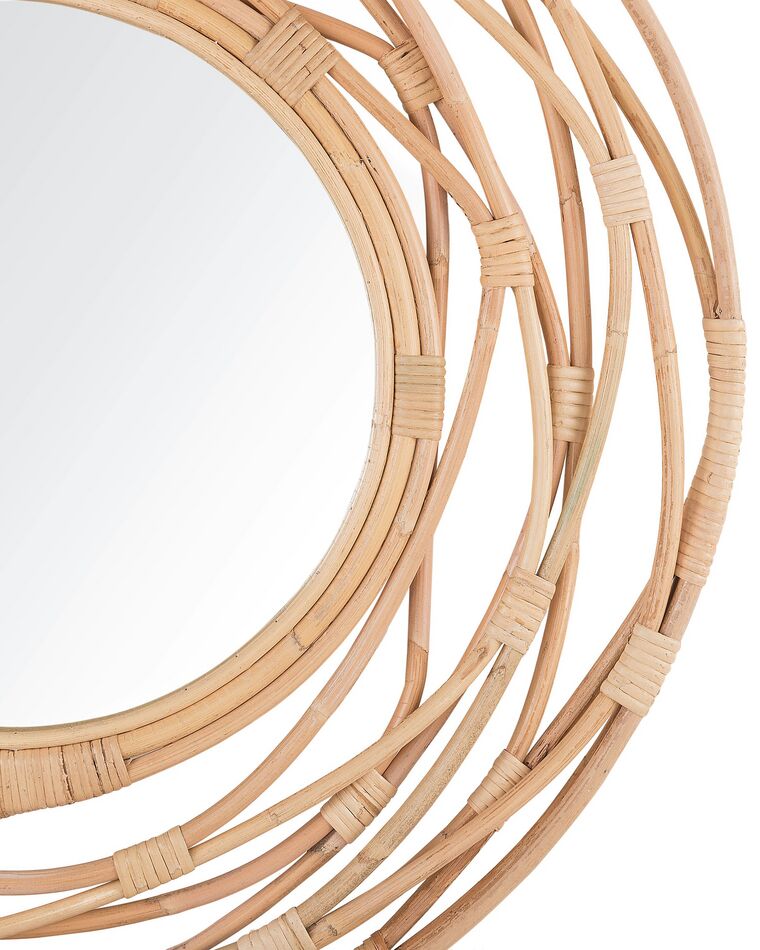 Round Rattan Wall Mirror ø 75 cm Natural BURGIS Beliani.co.uk