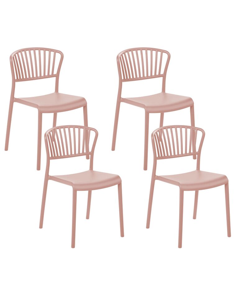 Sada 4 jídelních židlí růžové GELA_825388