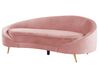 Sofá 3 plazas de terciopelo rosa pastel/dorado SAVAR_835644