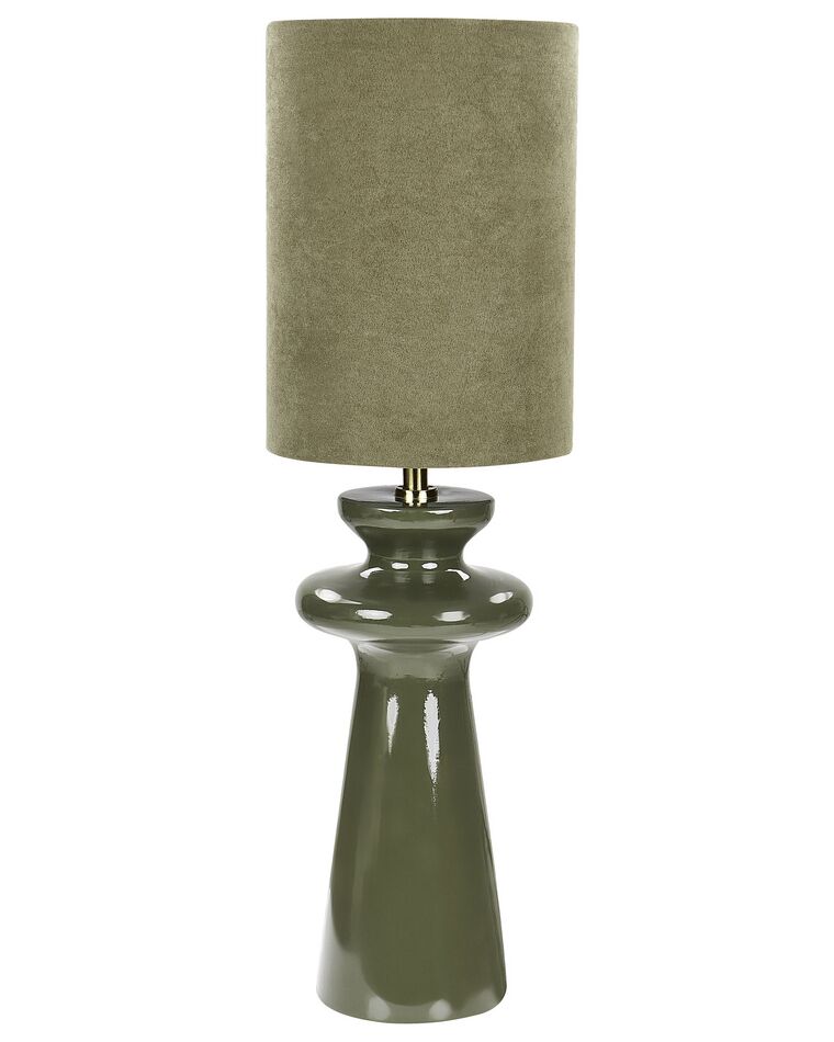 Stolná lampa z umelého semišu zelená OTEROS_906278