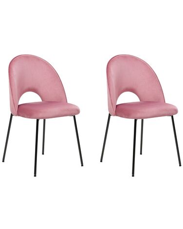 Sada 2 sametových jídelních židlí růžové COVELO