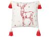 Conjunto 2 almofadas com padrão natalício em algodão vermelho e branco 45 x 45 cm VALLOTA_887968