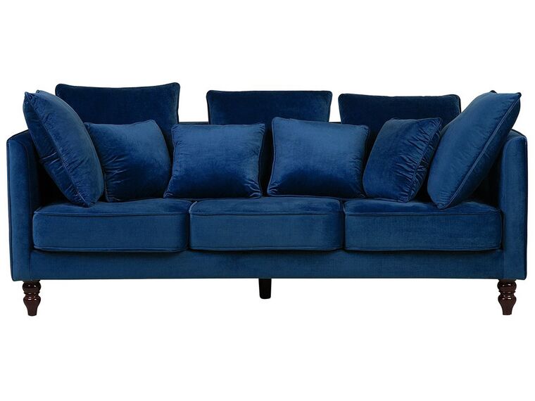 3 Seater Velvet Sofa Blue FENSTAD_734929