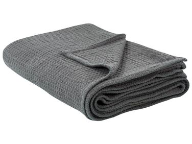 Cotton Bedspread 220 x 240 cm Dark Grey RAGALA