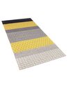 Teppich Wolle grau / gelb 80 x 150 cm Streifenmuster Kurzflor AKKAYA_797443