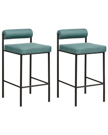 Conjunto de 2 sillas de bar de tela verde azulado AMAYA