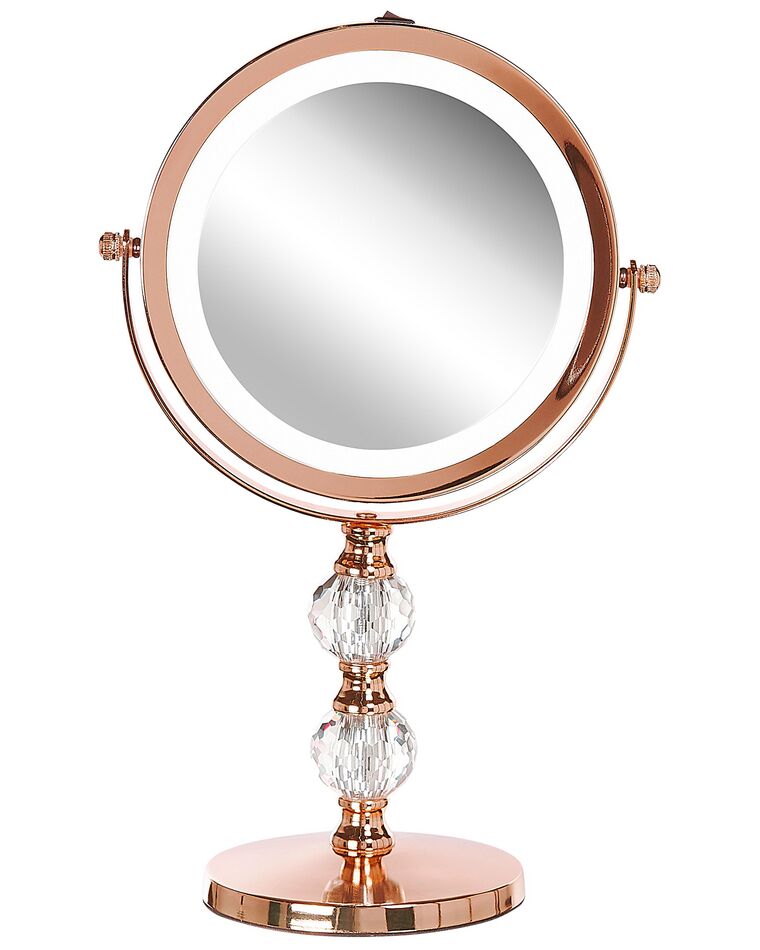Lighted Makeup Mirror ø 18 cm Rose Gold CLAIRA_813651