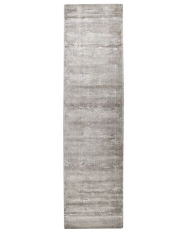 Teppich Viskose hellgrau 80 x 300 cm Kurzflor GESI II