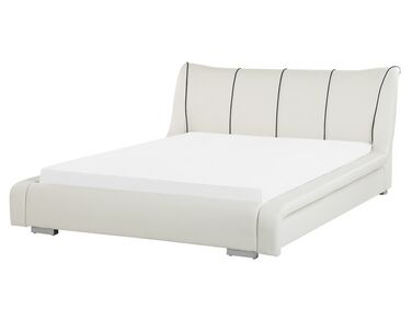 Kožená vodná posteľ 160 x 200 cm biela NANTES