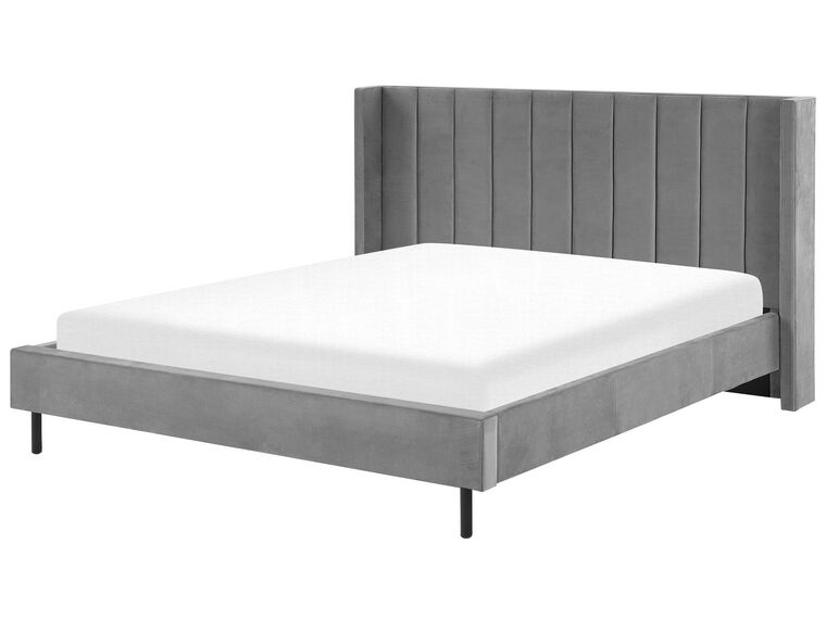 Zamatová posteľ 180 x 200 cm sivá VILLETTE_765429
