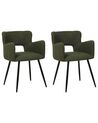 Set of 2 Boucle Dining Chairs Dark Green SANILAC_887241