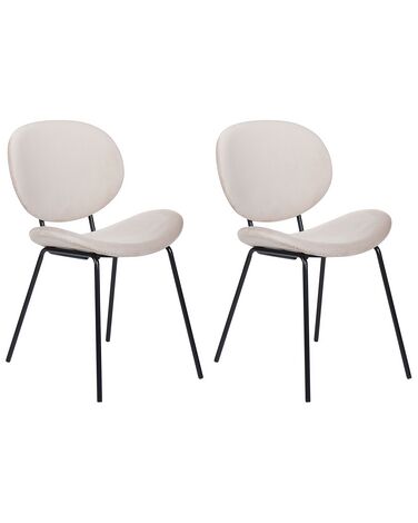 Set of 2 Velvet Dining Chairs Light Beige LUANA