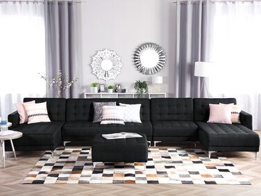 Sofa U-formet med mid-modul og fotskammel Grafitt ABERDEEN