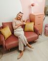 3-Sitzer Sofa Samtstoff rosa mit goldenen Beinen MAURA_895609