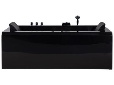 Bubbelhörnbadkar vänster med LED-belysning 183 x 90 cm svart VARADERO
