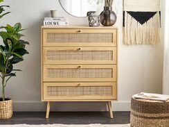 Lipasto rottinki 4 laatikkoa vaalea puu PEROTE