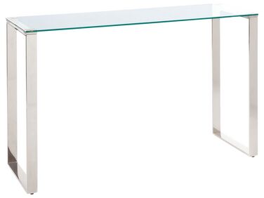 Konzolový stolík so sklenenou doskou strieborný TILON