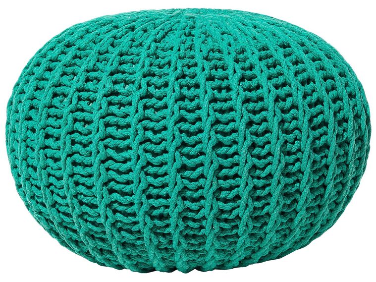 Pufe redondo em tricot verde esmeralda 50 x 35 cm CONRAD_835577