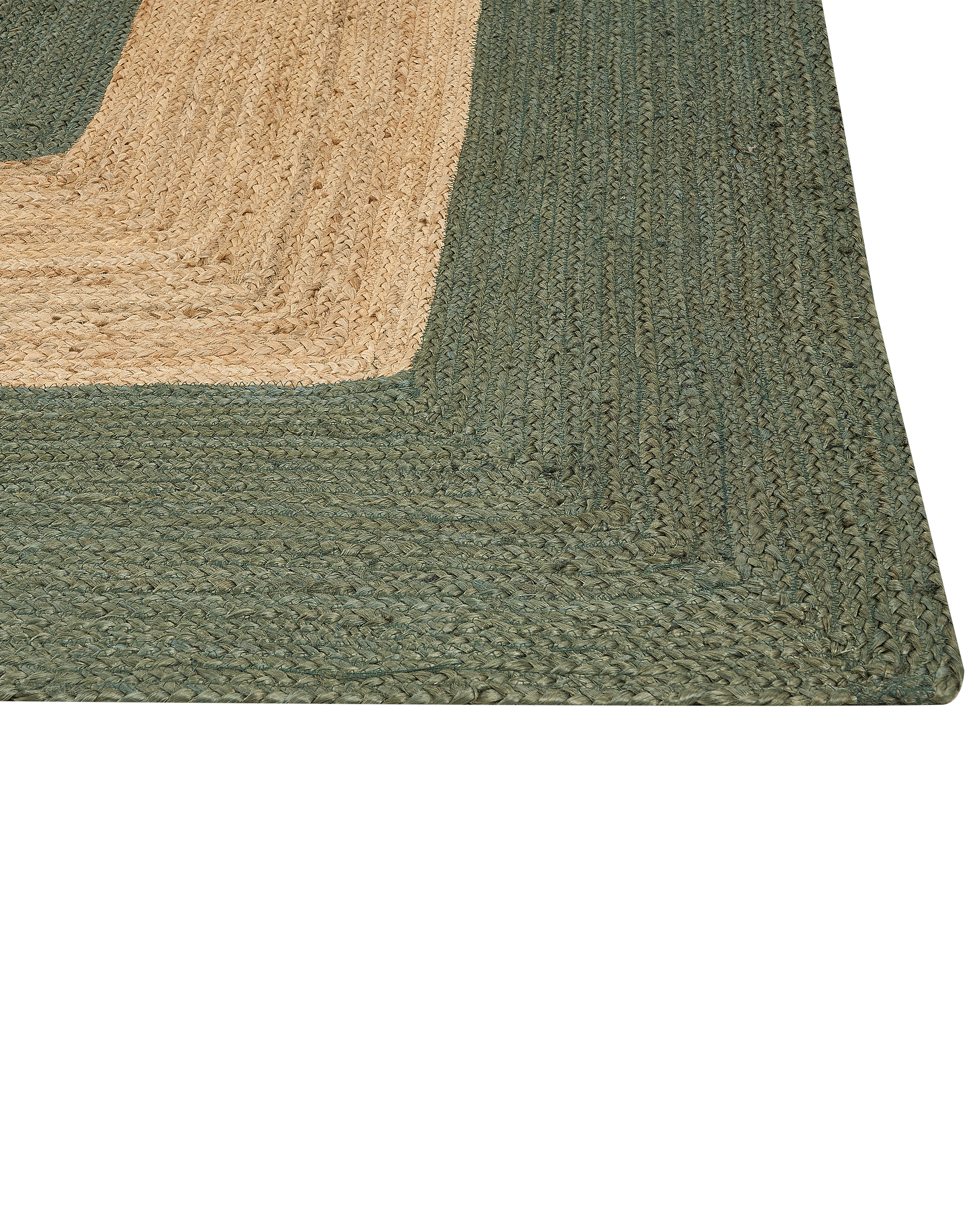 Teppich Jute grün / beige 300 x 400 cm geometrisches Muster Kurzflor KARAKUYU_885140