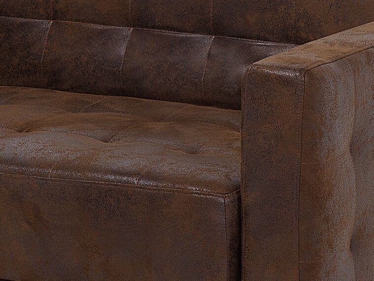 3 Seater Faux Leather Sofa Bed Brown ABERDEEN Beliani.co.uk