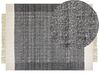 Teppich Wolle schwarz / cremeweiß 160 x 230 cm Streifenmuster Kurzflor ATLANTI_847276