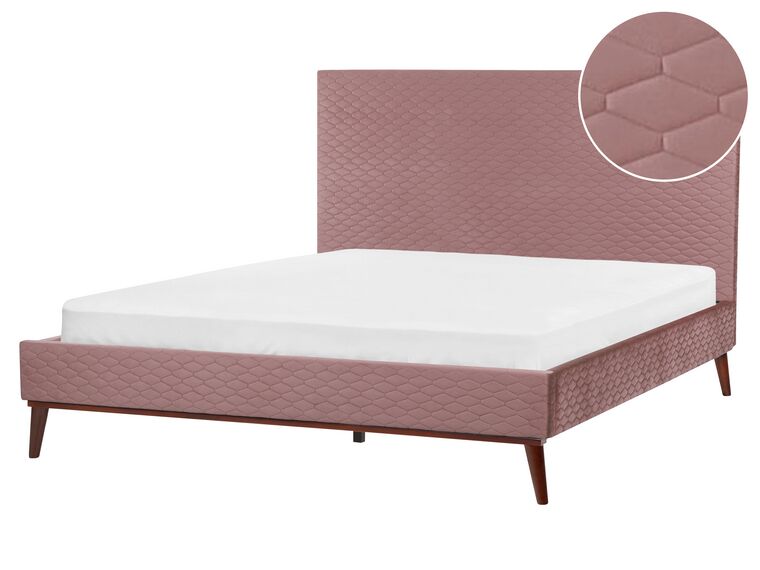 Bed fluweel roze 160 x 200 cm BAYONNE_901280