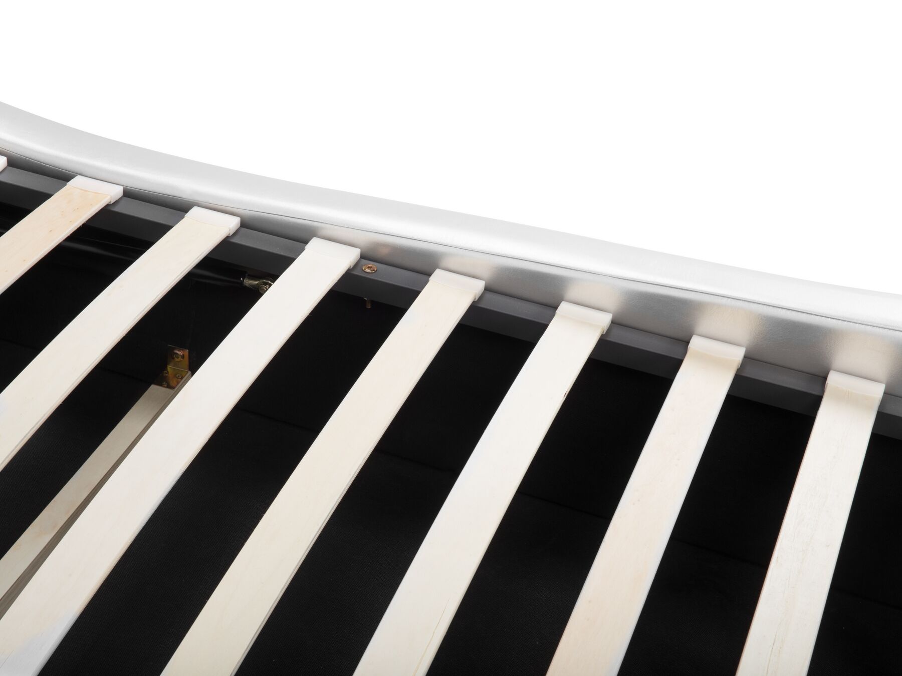 Cama plateada en piel sintética con almacenaje, varios tamaños AVIGNON