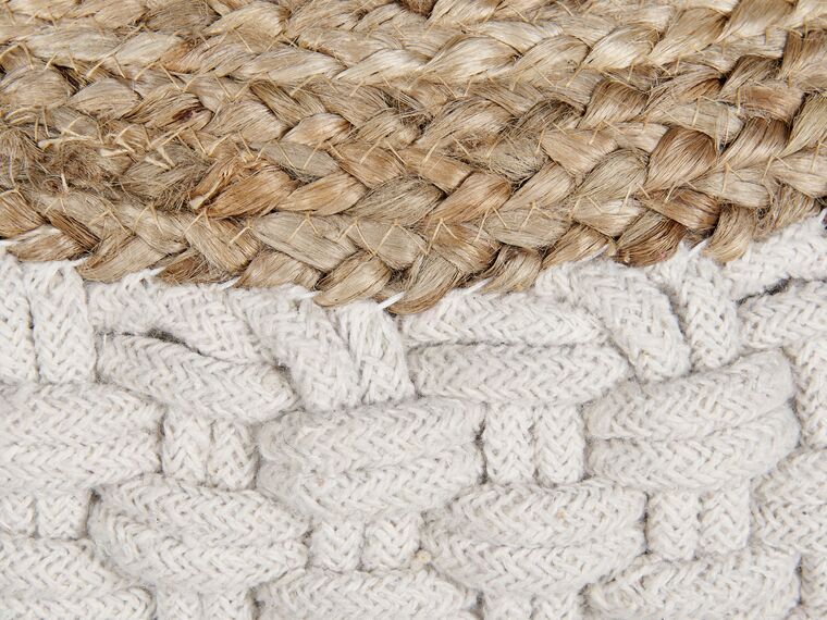 Produktbild von Beliani Pouf Hocker Bouclé Weiß Rund ⌀ 45 Cm - Moderner Polsterhocker Als Sitz Oder Fußbank - Cremeweiß Mit Weichem Bezug