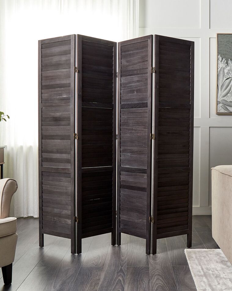 Wooden Folding 4 Panel Room Divider 170 x 163 cm Dark Brown AVENES ...