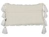 Set of 2 Tufted Cotton Cushions with Tassels 30 x 50 cm White DAUR_910442