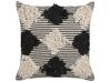 Set of 2 Tufted Cotton Cushions Geometric Pattern 50 x 50 cm Beige and Black BHUSAWAL_829481