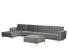 Right Hand Modular Velvet Sofa with Ottoman Grey ABERDEEN_755962