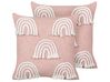 Sada 2 bavlněných polštářů s vyšívaným duhovým vzorem 45 x 45 cm růžové LEEA_893305