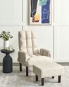 Linen Recliner Chair with Ottoman Beige OLAND_902017