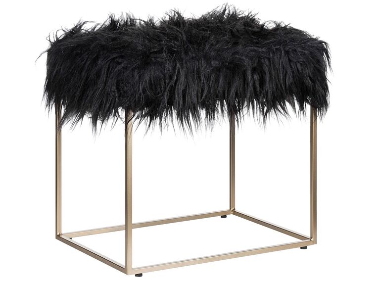 Faux Fur Footstool Black MANHATTAN | Beliani.it