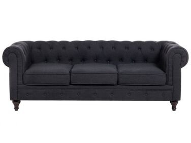 3-Sitzer Sofa graphitgrau / dunkelbraun CHESTERFIELD