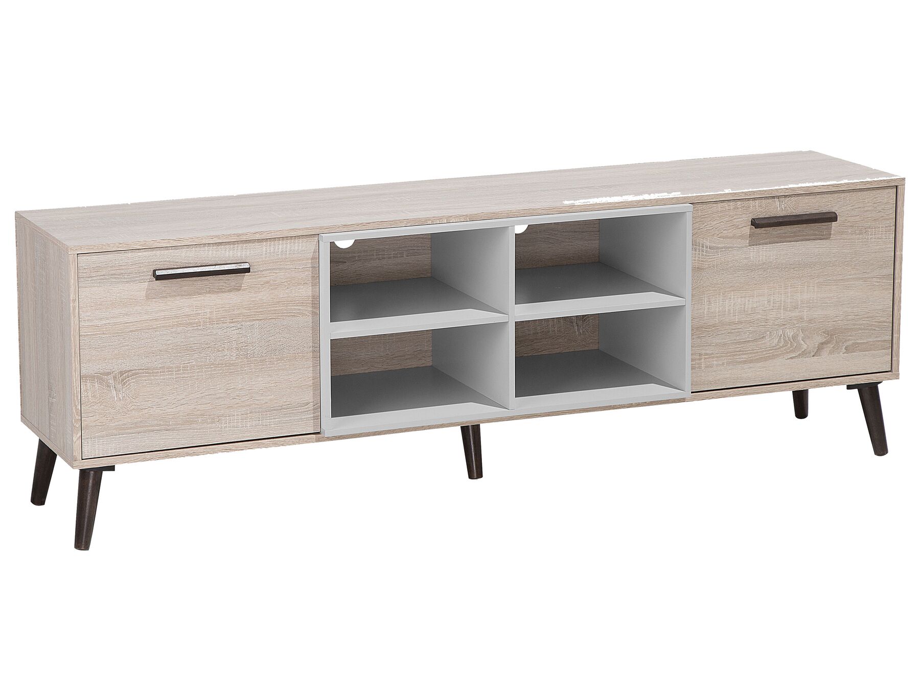 Modern Lowboard with 2 Cabinets 4 Compartment Tan/Grey Rectangular Alloa-