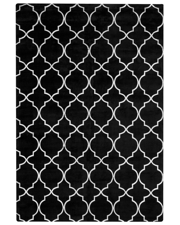Teppich schwarz / silber marokkanisches Muster 140 x 200 cm Kurzflor YELKI_762440