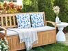 Set of 2 Outdoor Cushions Leaf Motif 45 x 45 cm White and Blue TORBORA_905313