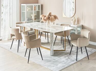 Spisebord 100 x 200 cm med marmoreffekt og gull CALCIO