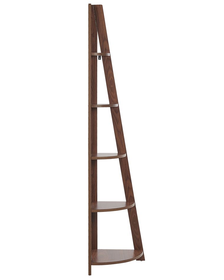 4 Tier Corner Ladder Shelf Dark Wood MOBILE SOLO Beliani.co.uk