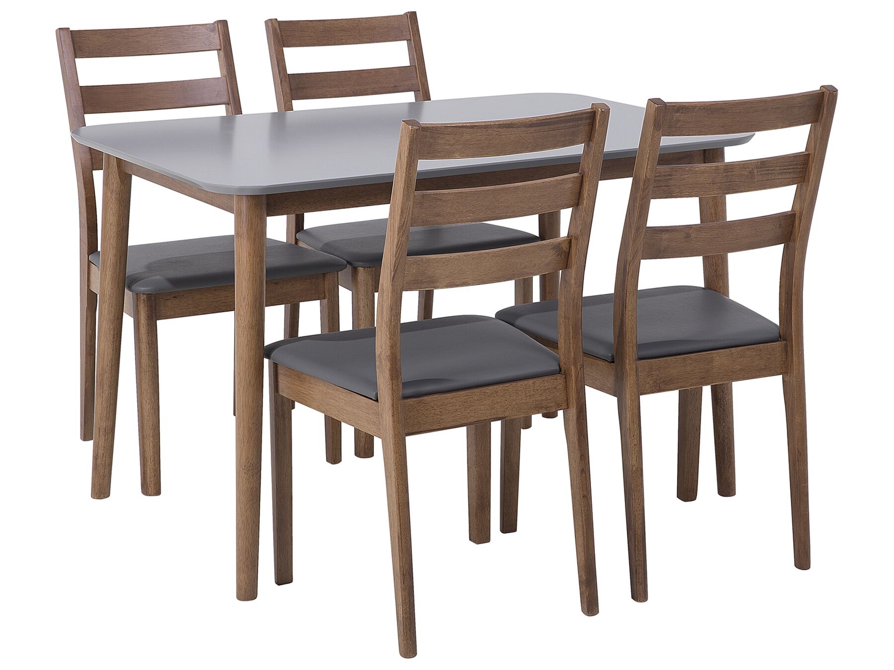 Wooden Dining Table Set 4 Faux Leather Chairs MDF Wood Effect Rustic Modesto