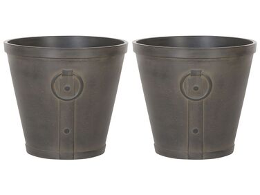 Set of  2 Plant Pots ⌀ 45 cm Brown VARI