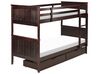 Dřevěná patrová postel s úložným prostorem 90 x 200 cm tmavé dřevo ALBON_877027