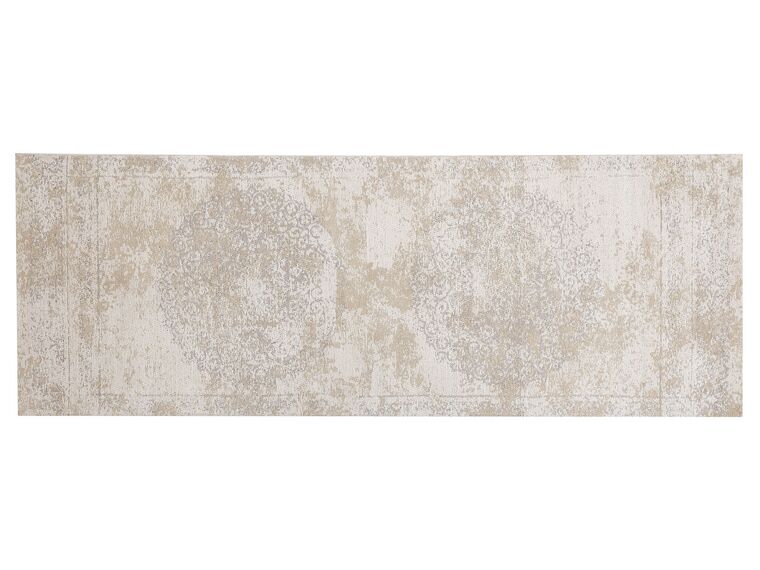 Teppich Baumwolle beige 60 x 180 cm orientalisches Muster Kurzflor BEYKOZ_747479
