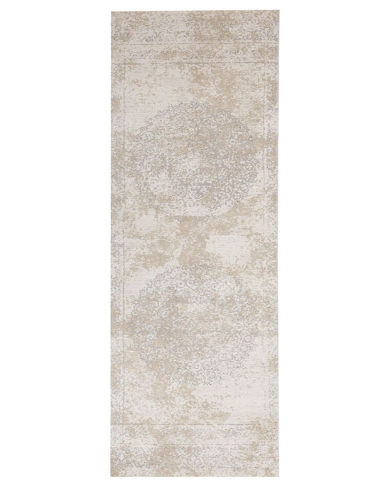 Teppich Baumwolle beige 60 x 180 cm orientalisches Muster Kurzflor BEYKOZ_747479