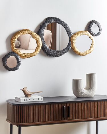 Metal Wall Mirror 109 x 44 cm Gold and Black CHARNY