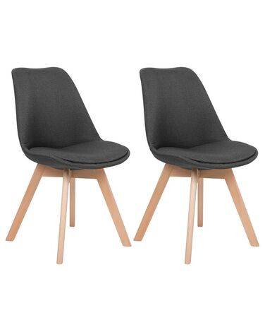 Conjunto de 2 sillas de comedor de poliéster gris oscuro/madera clara DAKOTA II
